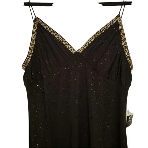 Eva Blue Juniors Black Sleeveless Gold Detail Sparkle Party Dress - Picture 2 of 9